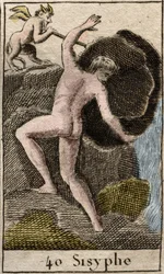 Sisyfos, illustration fra Mythology of Youth, 1803